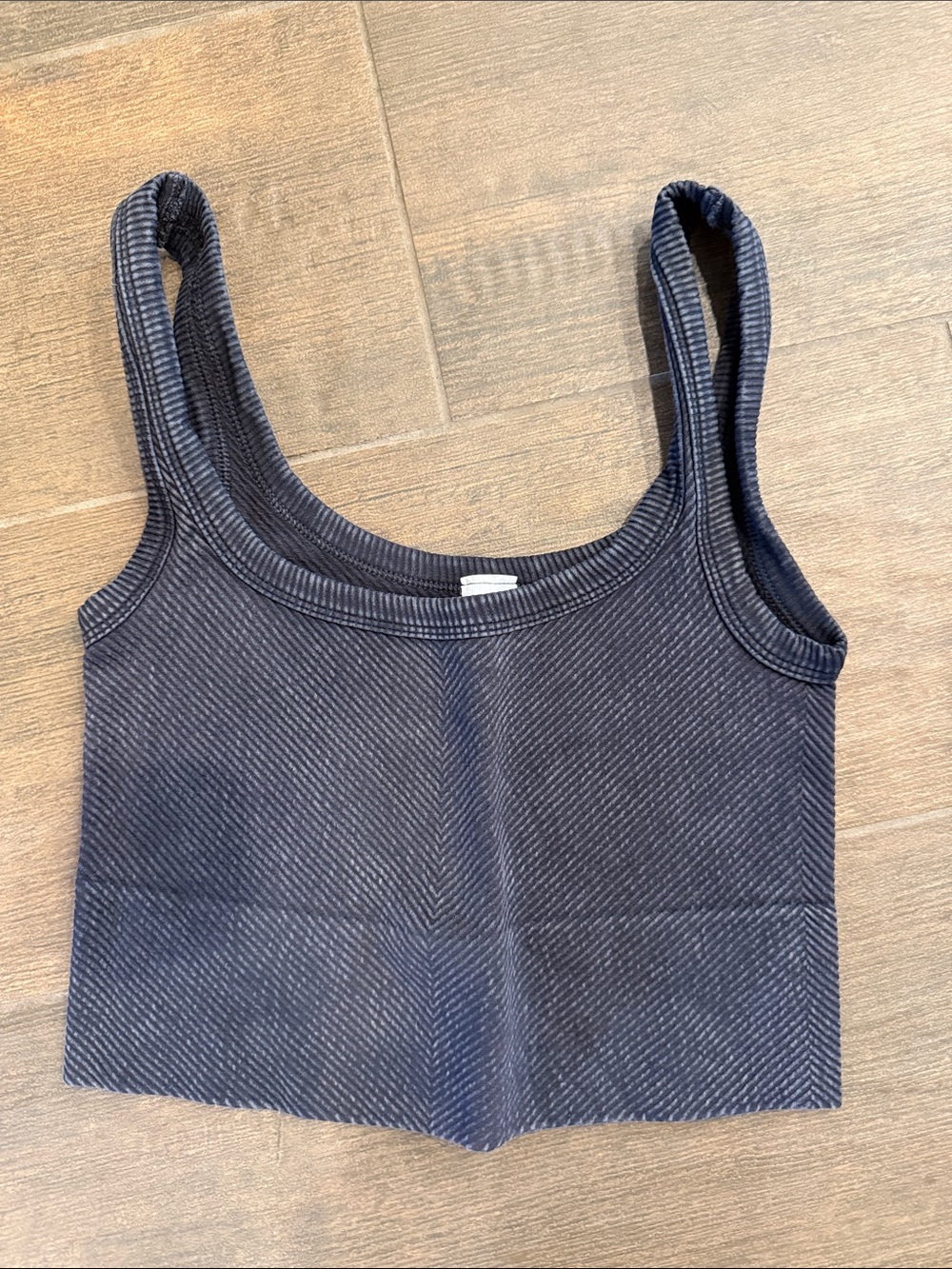 Nikibiki Black Ribbed Square-Neck Crop Tank